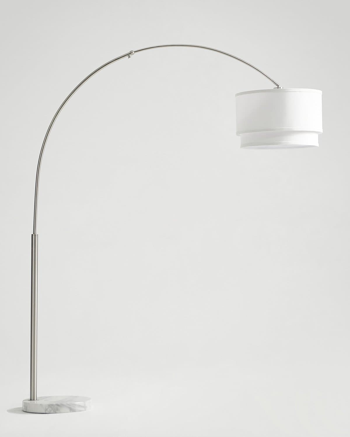 Mason Arc Floor Lamp | Double Cylinder Shade Arc Lamp with Marble Base – Brightech