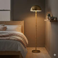 Allure 2-Light Floor Lamp | Gold Brass & Rattan Dual Light Floor Lamp
