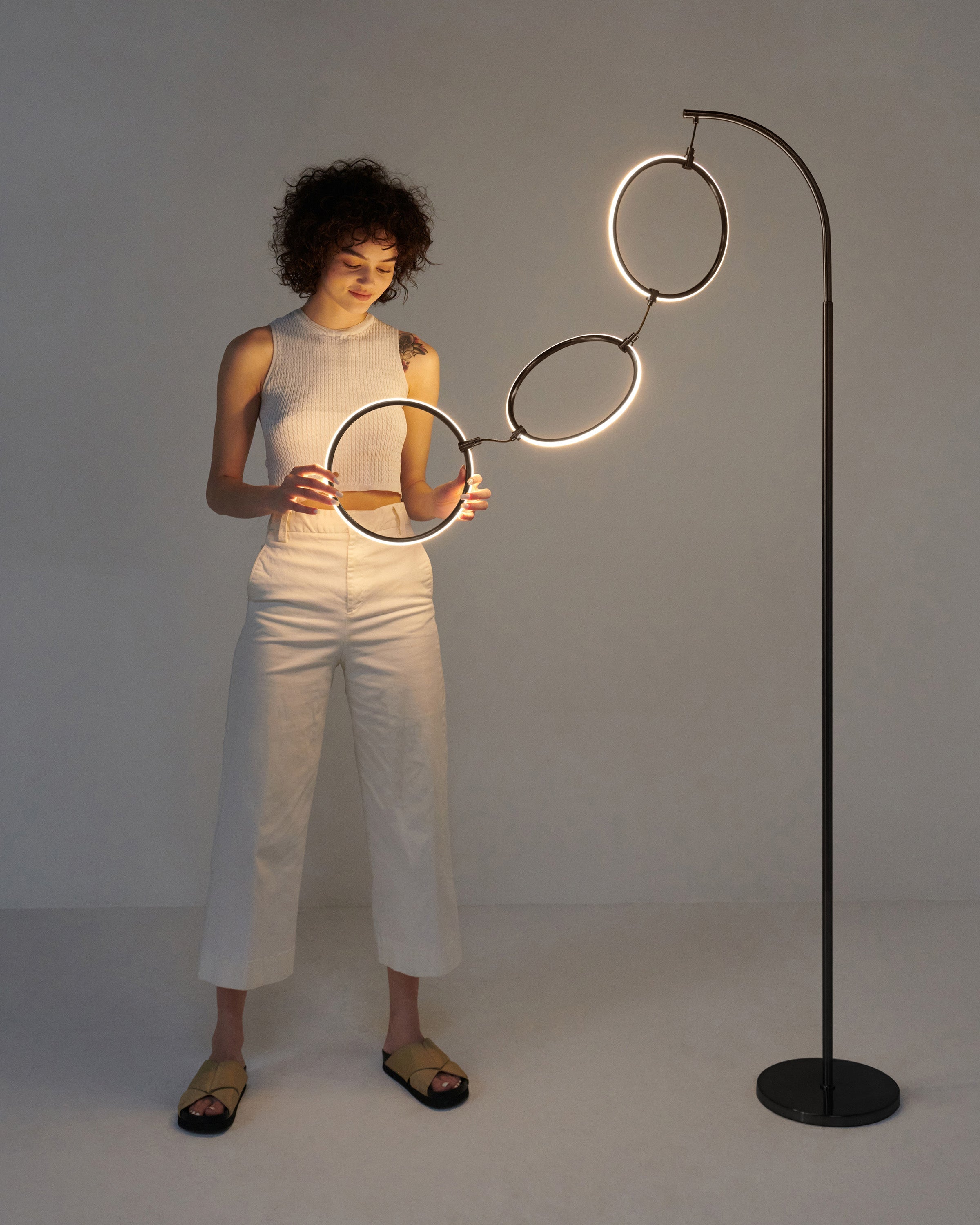 Nova Arc Floor Lamp | Modern Arc Lamp with Ring Detail