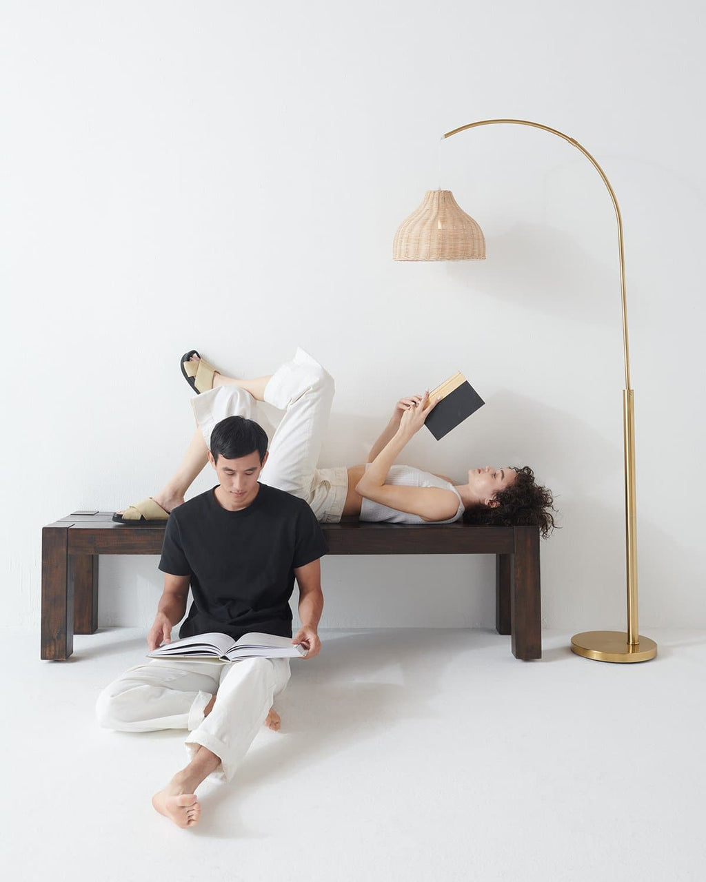 Lark Arc Floor Lamp | Wicker Shade Arc Floor Lamp – Brightech