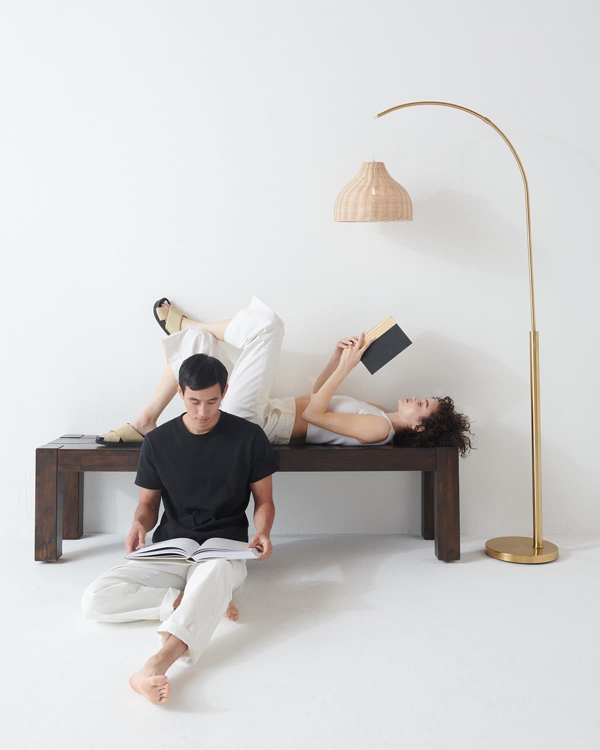 Lark Arc Floor Lamp | Wicker Shade Arc Floor Lamp – Brightech