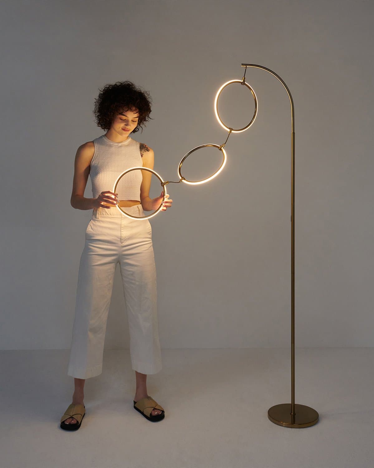 Nova Arc Floor Lamp | Modern Arc Lamp with Ring Detail