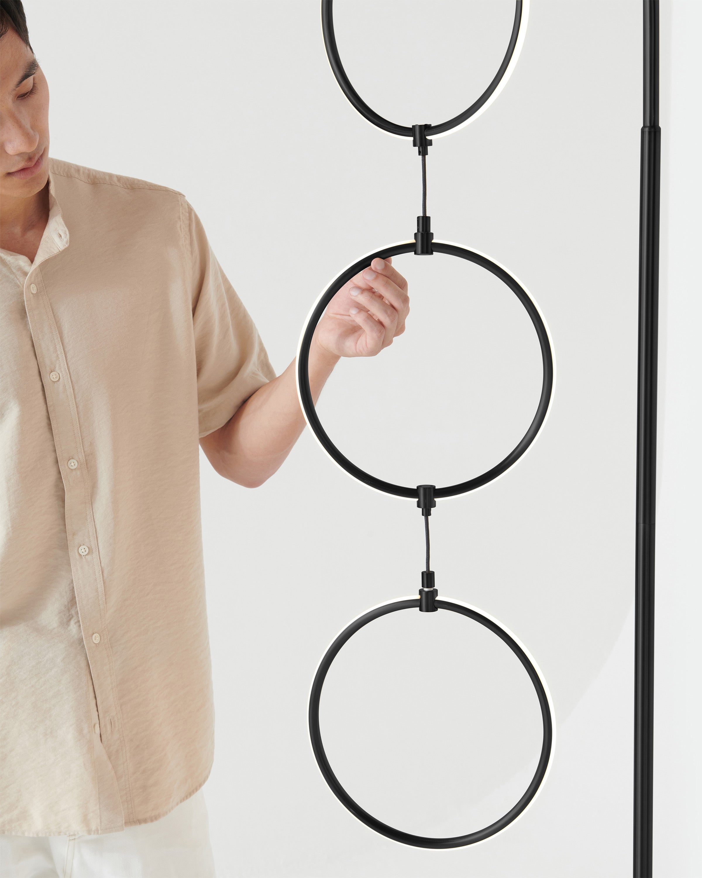 Nova Arc Floor Lamp | Modern Arc Lamp with Ring Detail