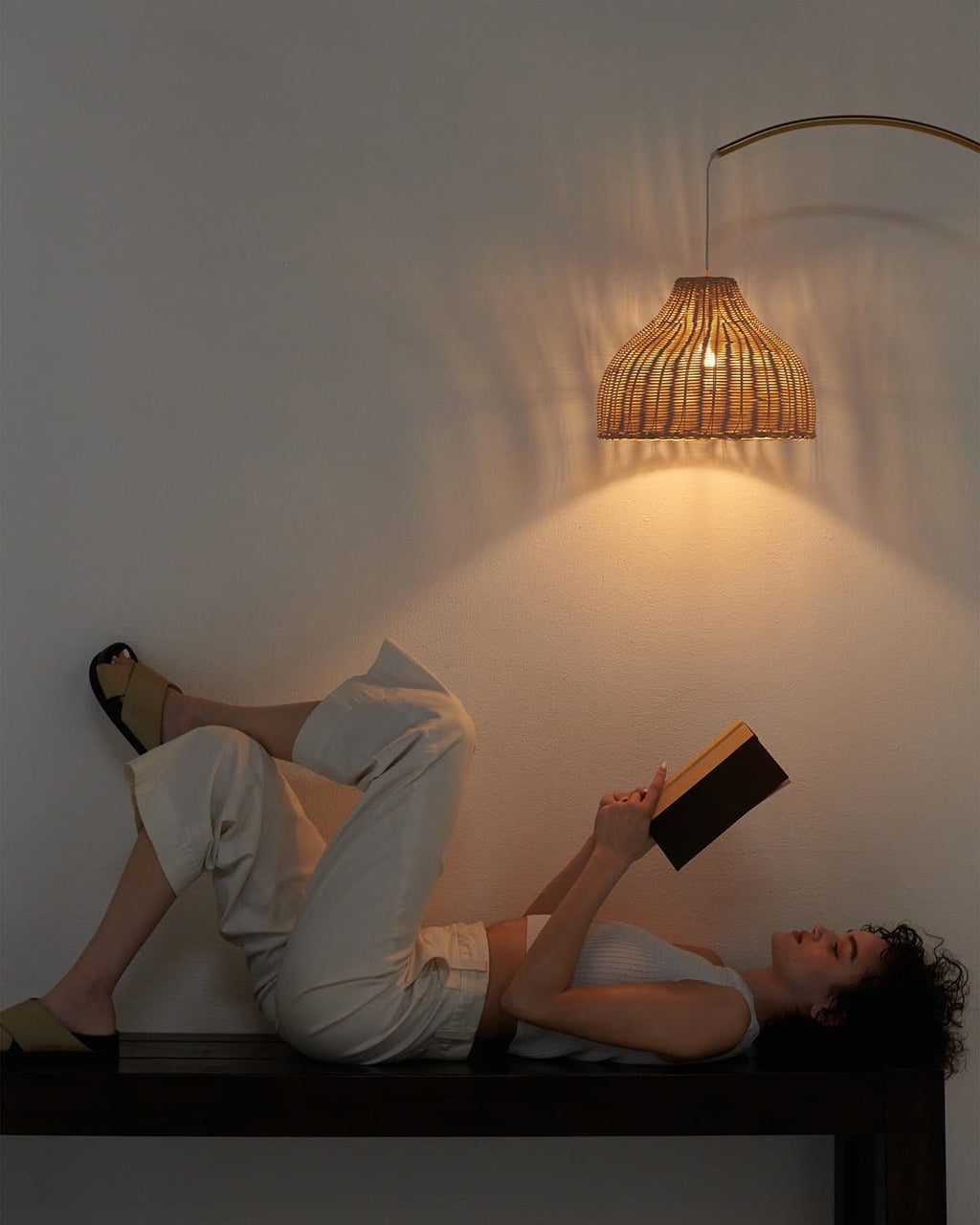 Lark Arc Floor Lamp | Wicker Shade Arc Floor Lamp – Brightech
