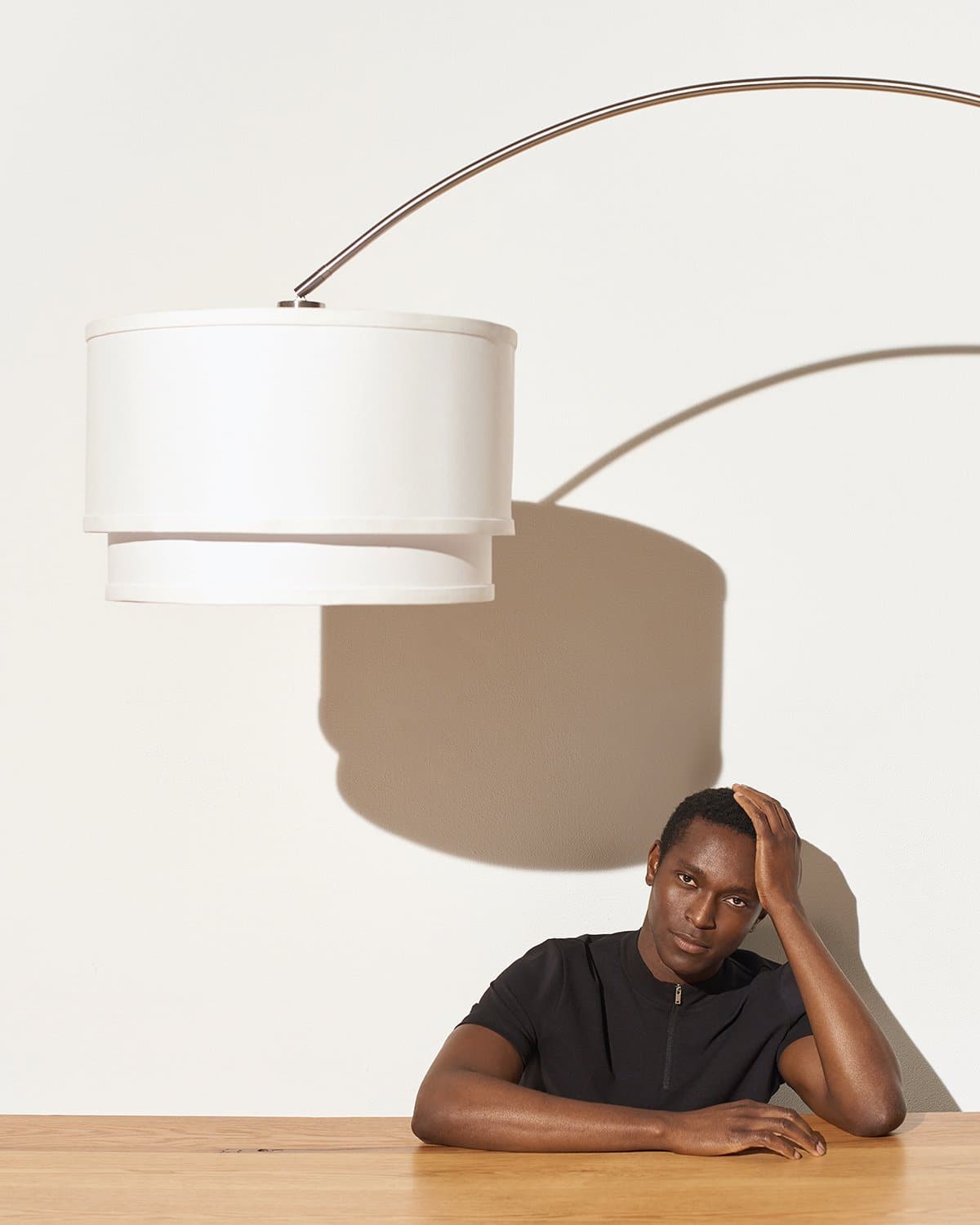 Mason Arc Floor Lamp | Double Cylinder Shade Arc Lamp with Marble Base – Brightech