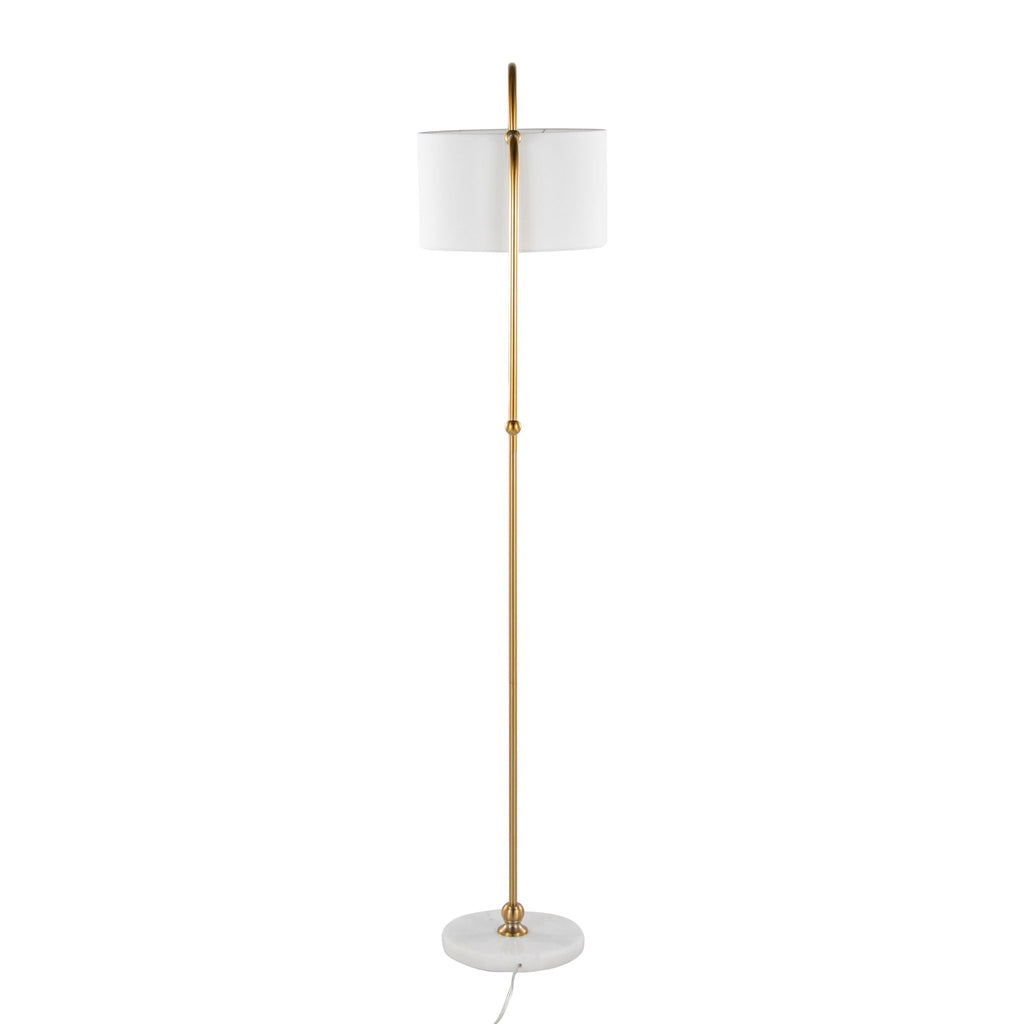 Leslie Art Deco Floor Lamp | Curved Metal Glam Floor Lamp