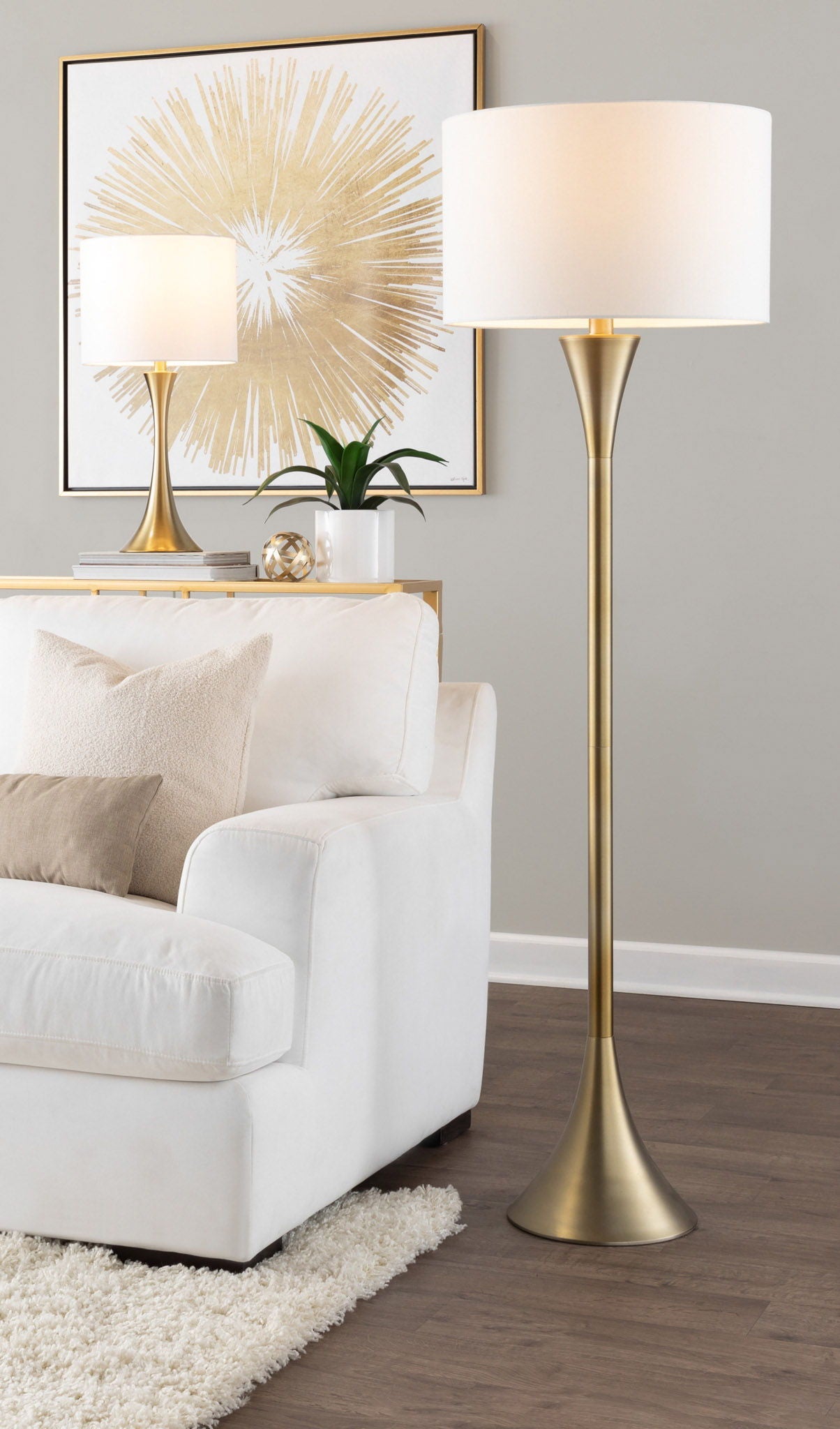 Lenuxe Hourglass Floor Lamp | Contemporary Curved Floor Lamp