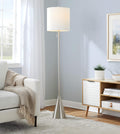 64" Contemporary Metal Floor Lamp in Brushed Nickel