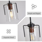 Modern Industrial Pendant Light with Clear Glass Shade
