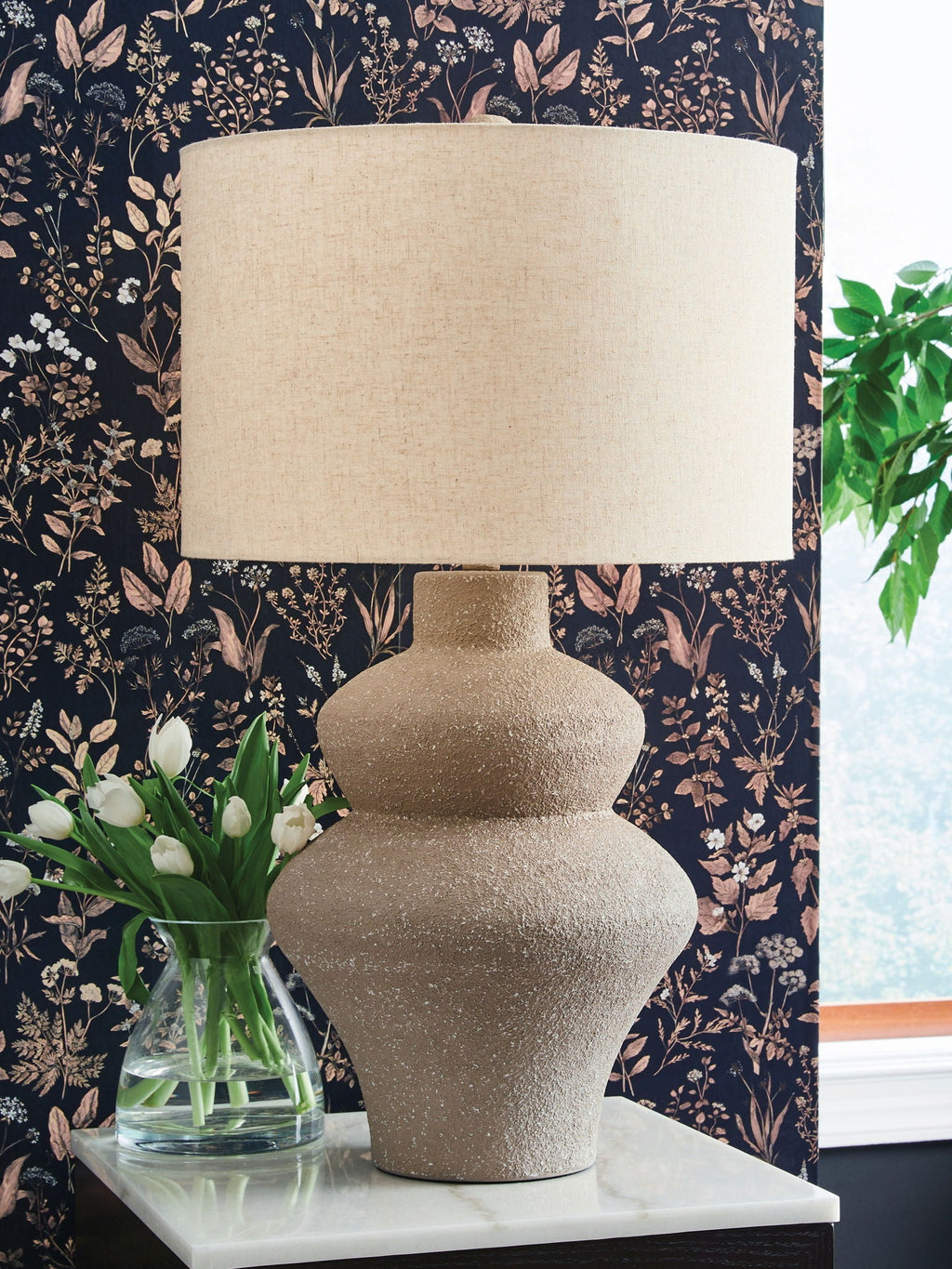 Jossleigh Metal Table Lamp | Earthy Textured Contemporary Table Lamp