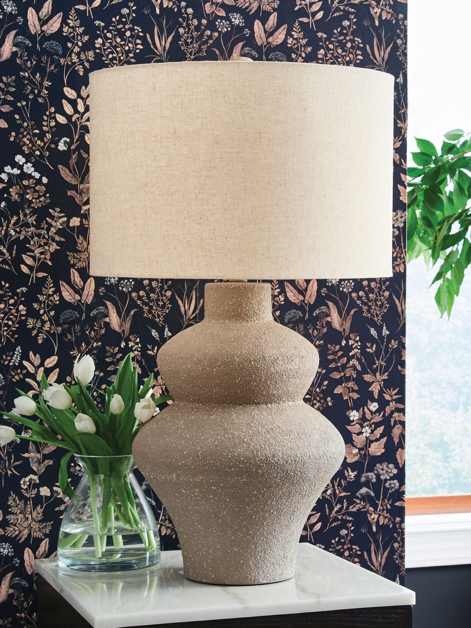 Jossleigh Metal Table Lamp | Earthy Textured Contemporary Table Lamp
