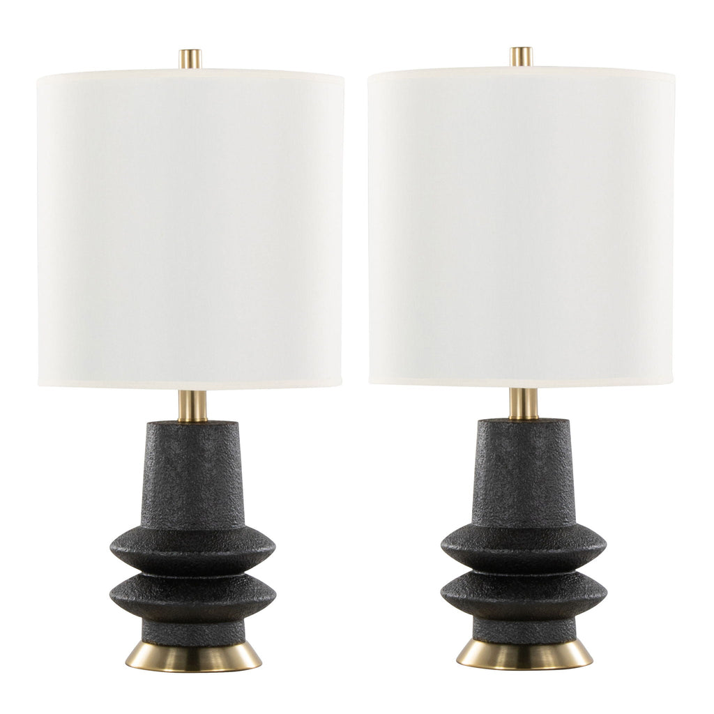Lloyd Matte Table Lamp Set | Polyresin & Brass Accent Table Lamp Set of 2