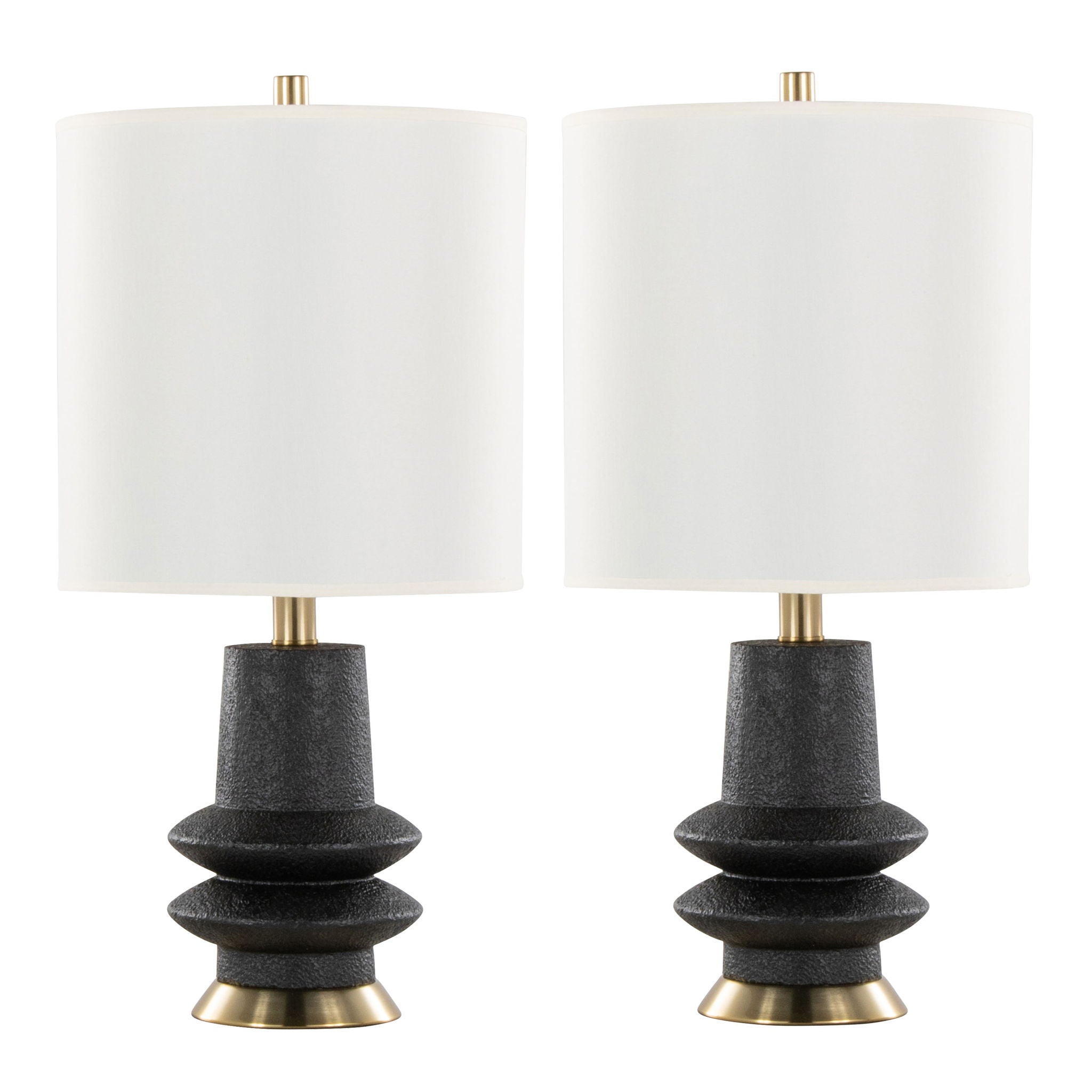 Lloyd Matte Table Lamp Set | Polyresin & Brass Accent Table Lamp Set of 2