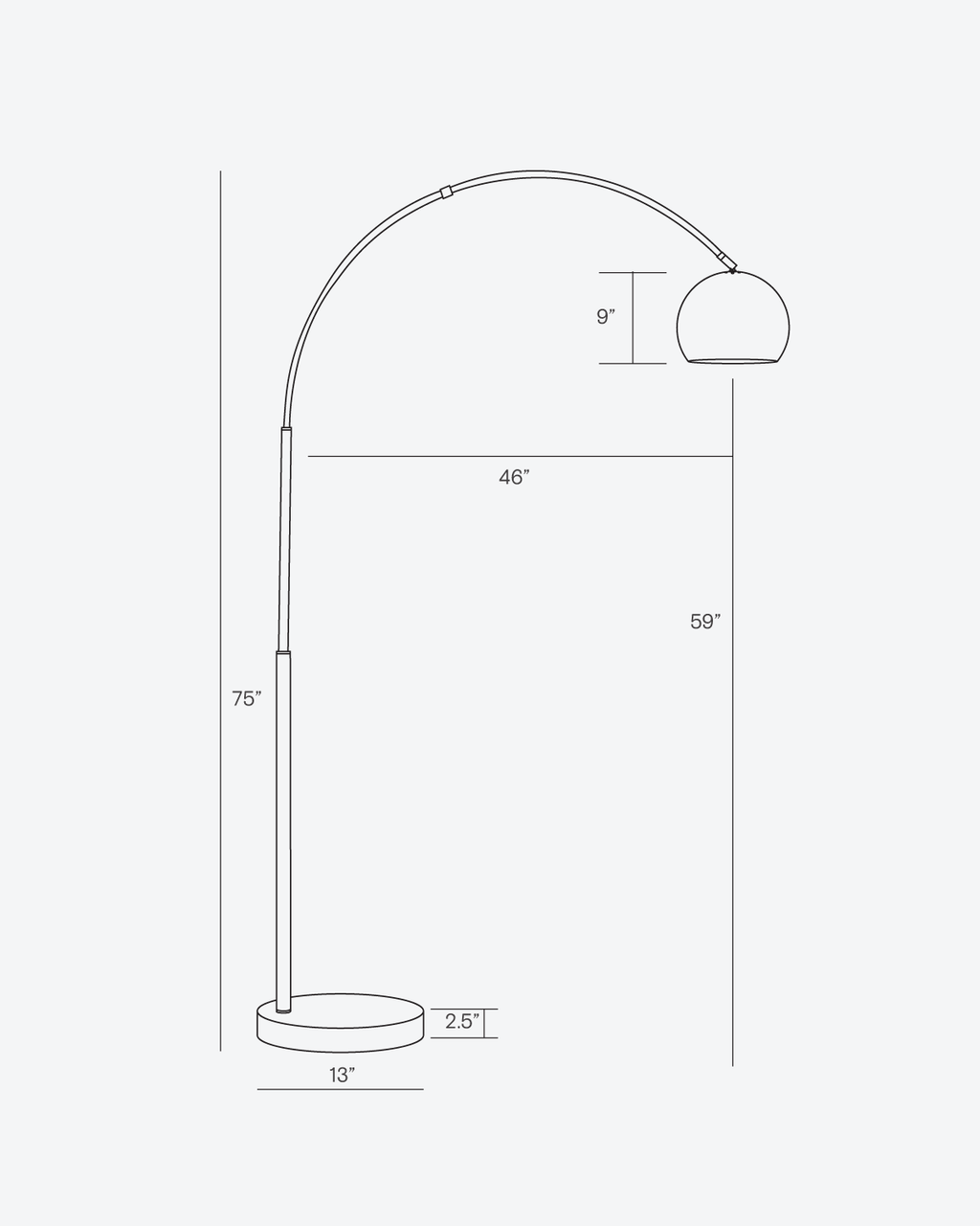 Olivia Arc Floor Lamp | Marble Base Arc Lamp with Globe Shade