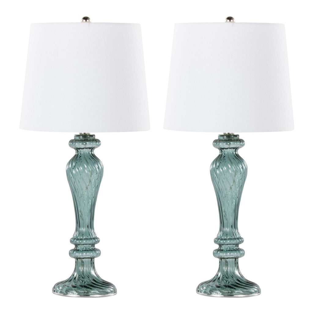 Windsor Fluted Glass Table Lamp Set | Fluted Glass Column Table Lamp Set of 2
