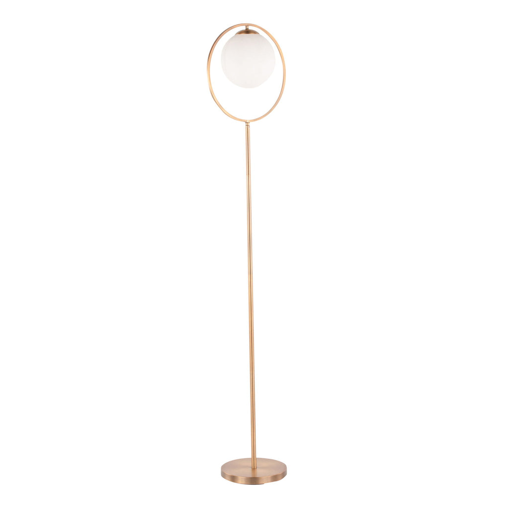 Moon Floor Lamp | Sleek Metal Contemporary Floor Lamp with Frosted Shade