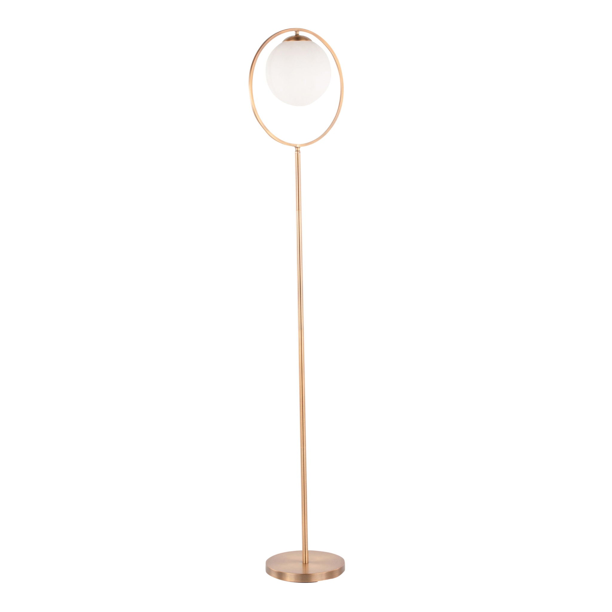 Moon Floor Lamp | Sleek Metal Contemporary Floor Lamp with Frosted Shade