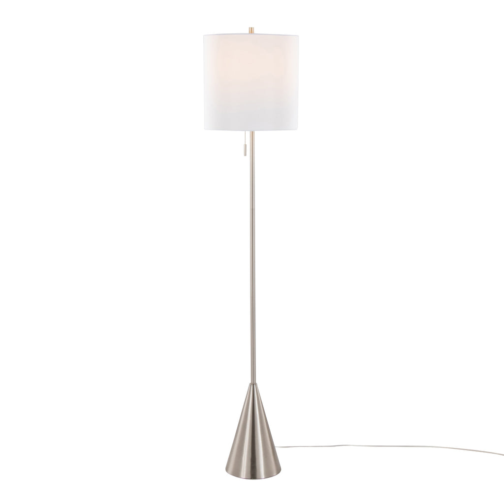 64" Contemporary Metal Floor Lamp in Brushed Nickel