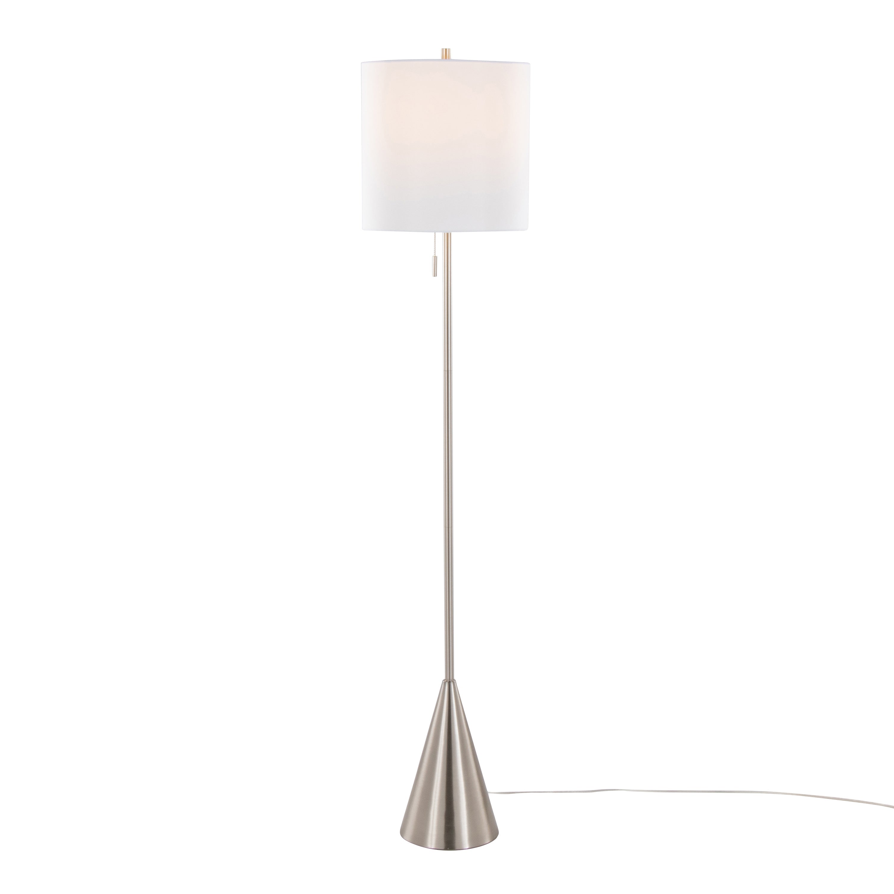 64" Contemporary Metal Floor Lamp in Brushed Nickel