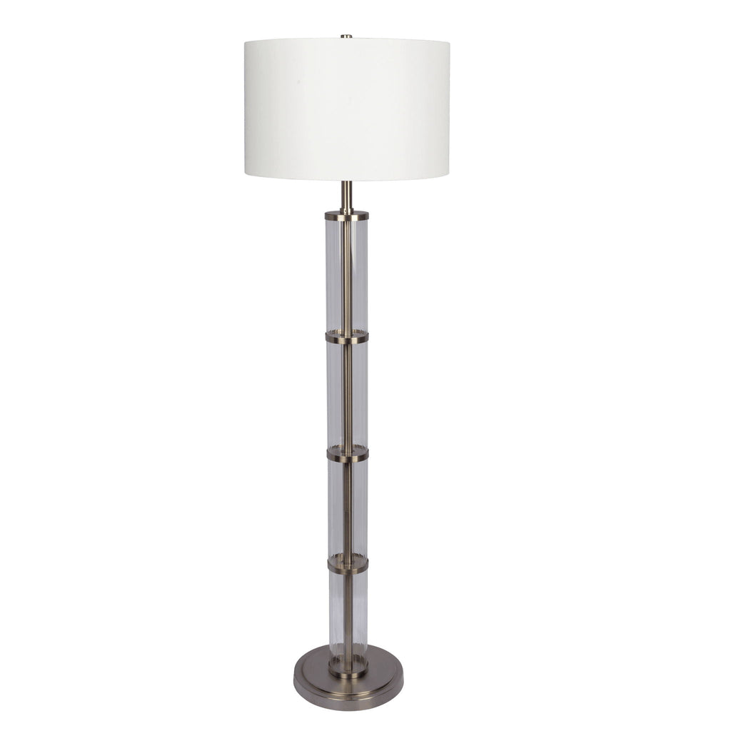 Nimbus Floor Lamp | Clear Glass Body Brushed Nickel 3-Way Floor Lamp