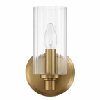 Jardin Single Light Wall Sconce with Clear Ribbed Glass - Satin