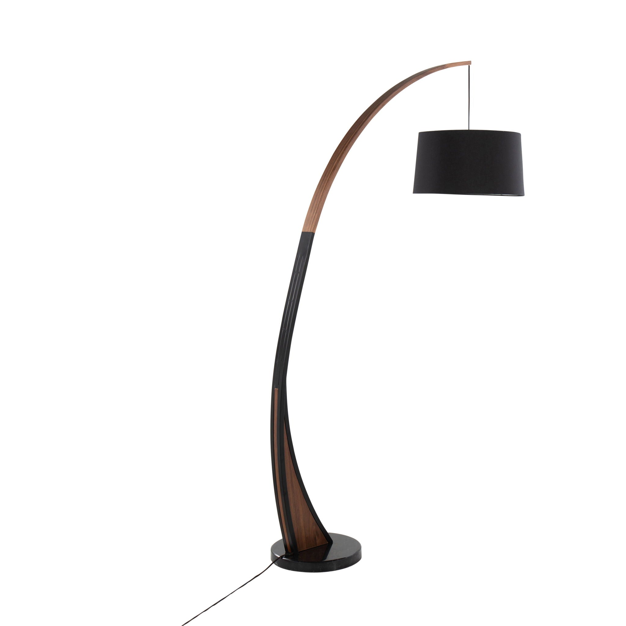 Noah Mid-Century Floor Lamp | Walnut & Metal Arc Floor Lamp