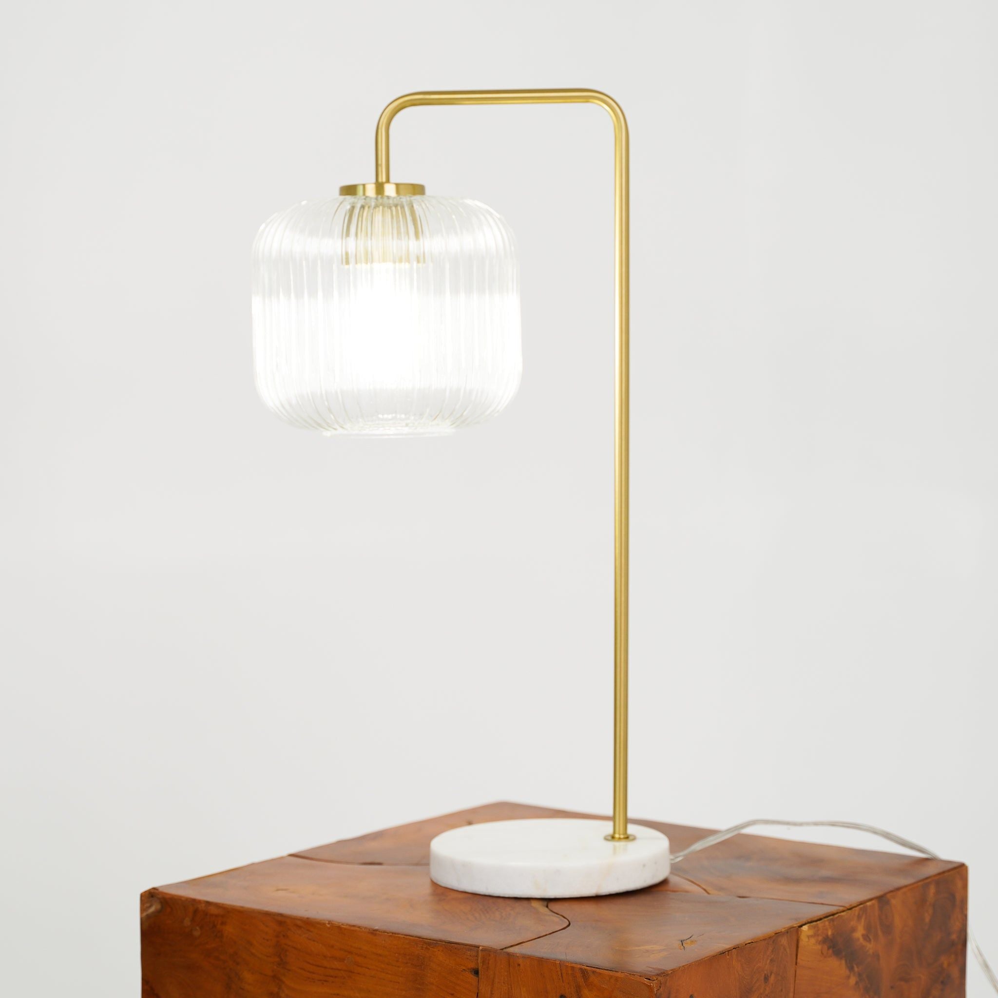 Haven Clear Glass Table Lamp | Glass & Gold Metal Contemporary Table Lamp