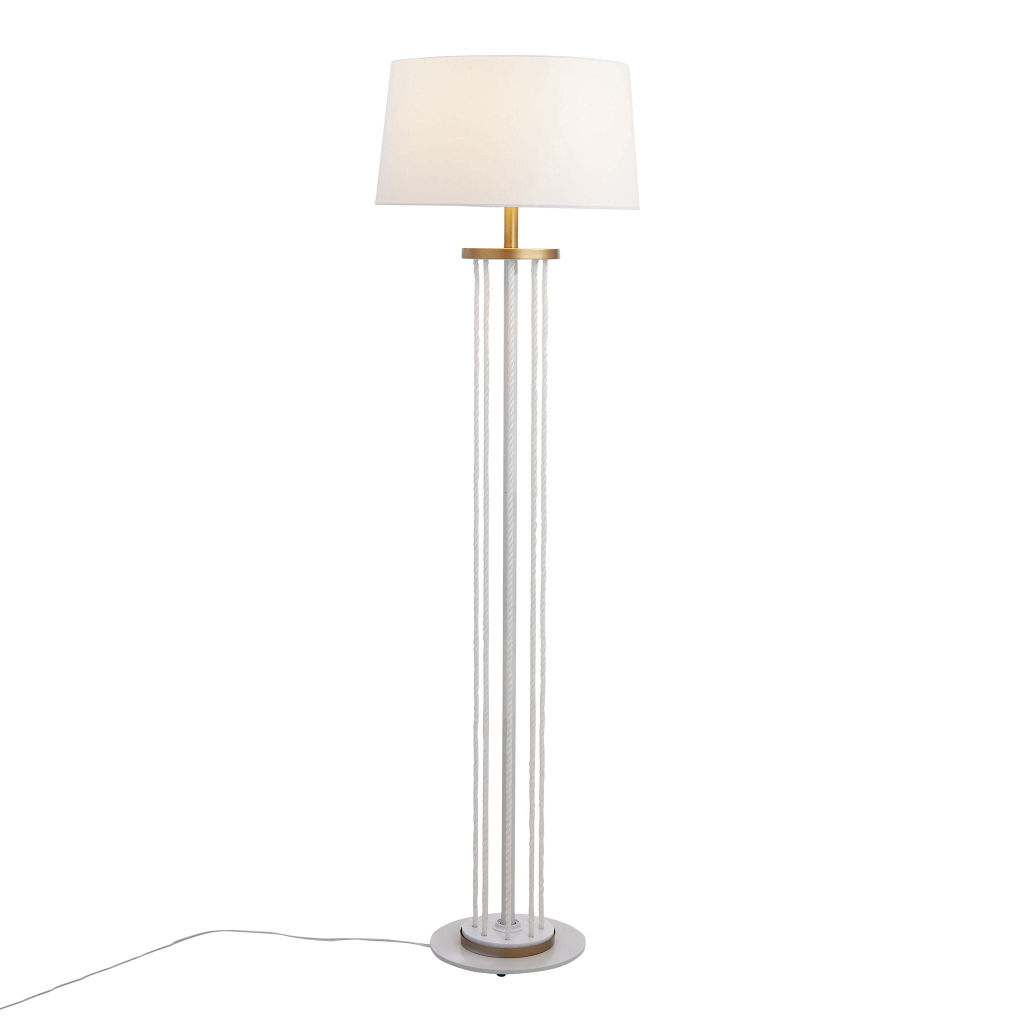 Rope Floor Lamp | White Rope & Gold Metal Contemporary Floor Lamp