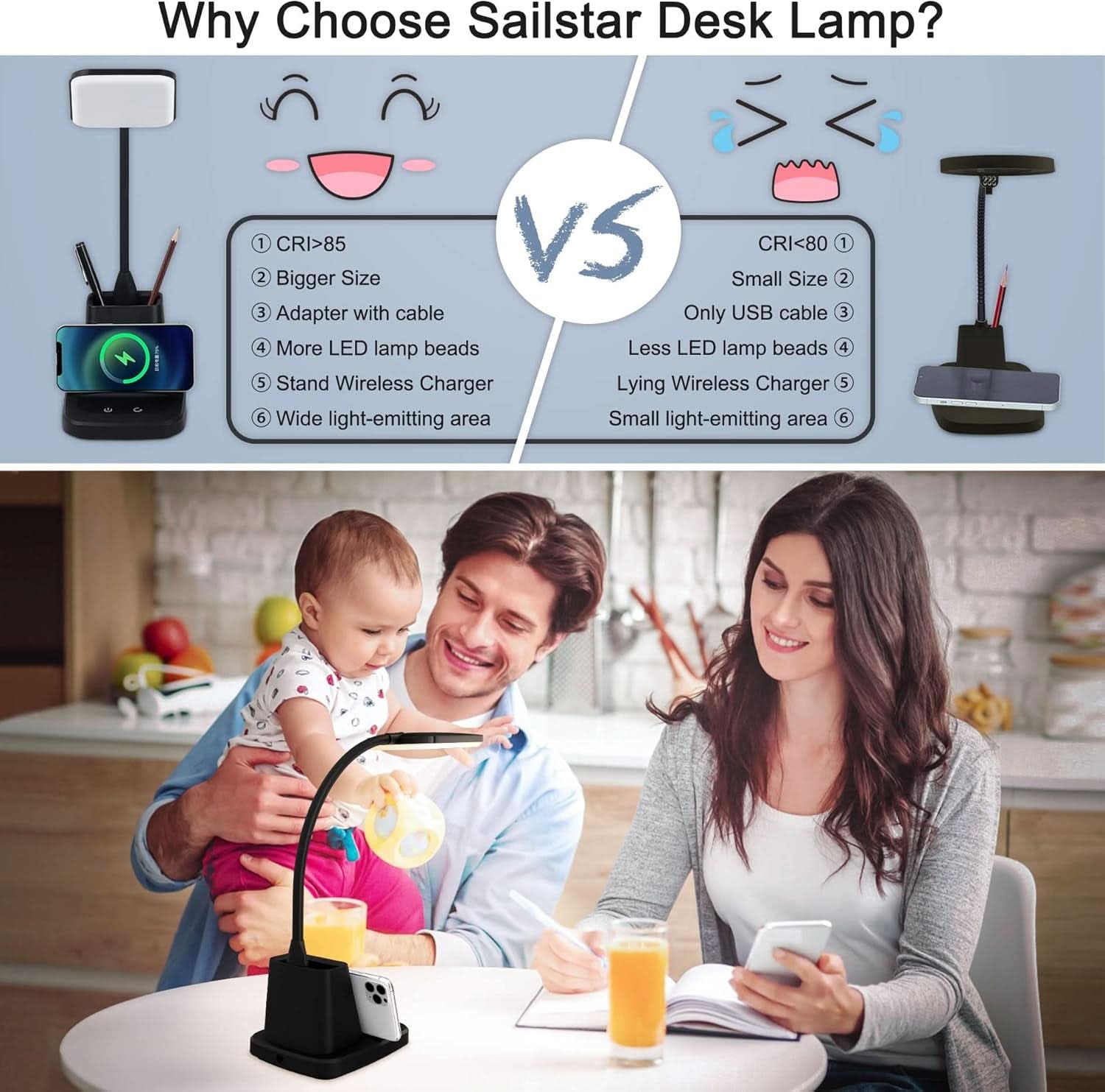 LED Desk Lamp With Wireless Charger