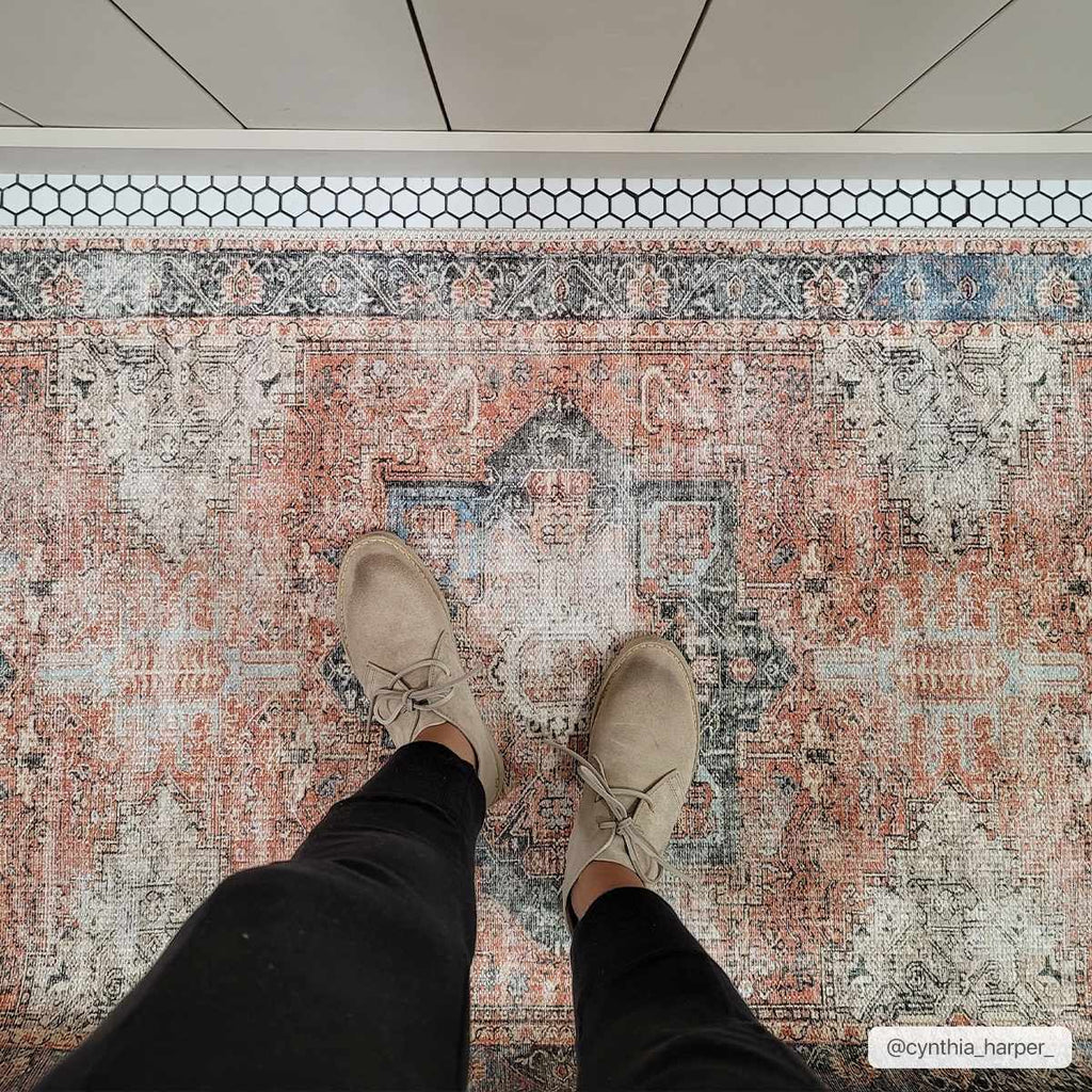 Rosman Distressed Washable Area Rug | Vintage Bohemian Rug – Boutique Rugs