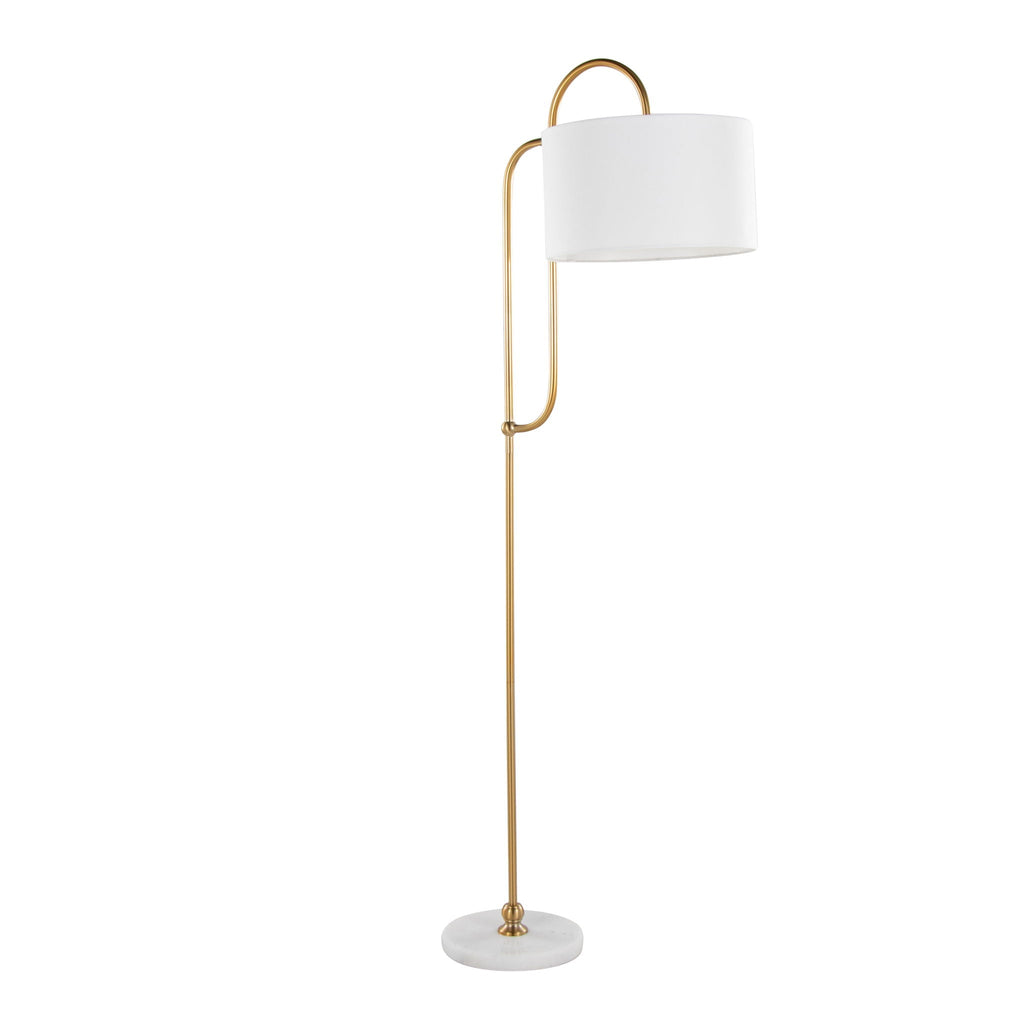 Leslie Art Deco Floor Lamp | Curved Metal Glam Floor Lamp