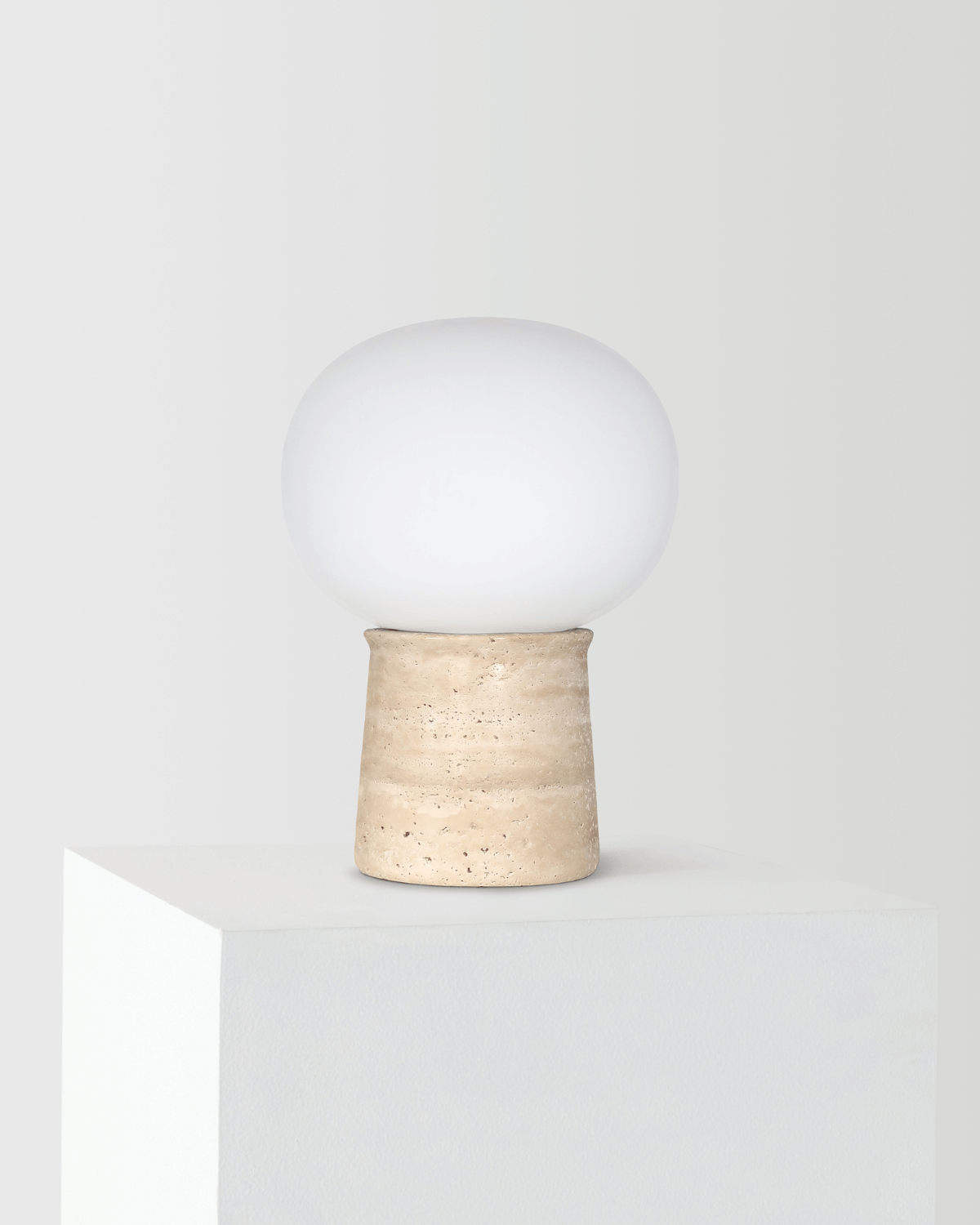 Neptune Table Lamp | Weathered Travertine Stone Base