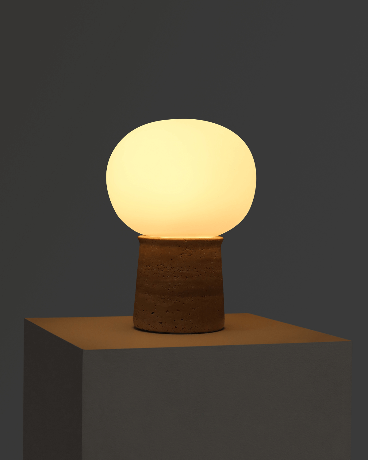 Neptune Table Lamp | Weathered Travertine Stone Base