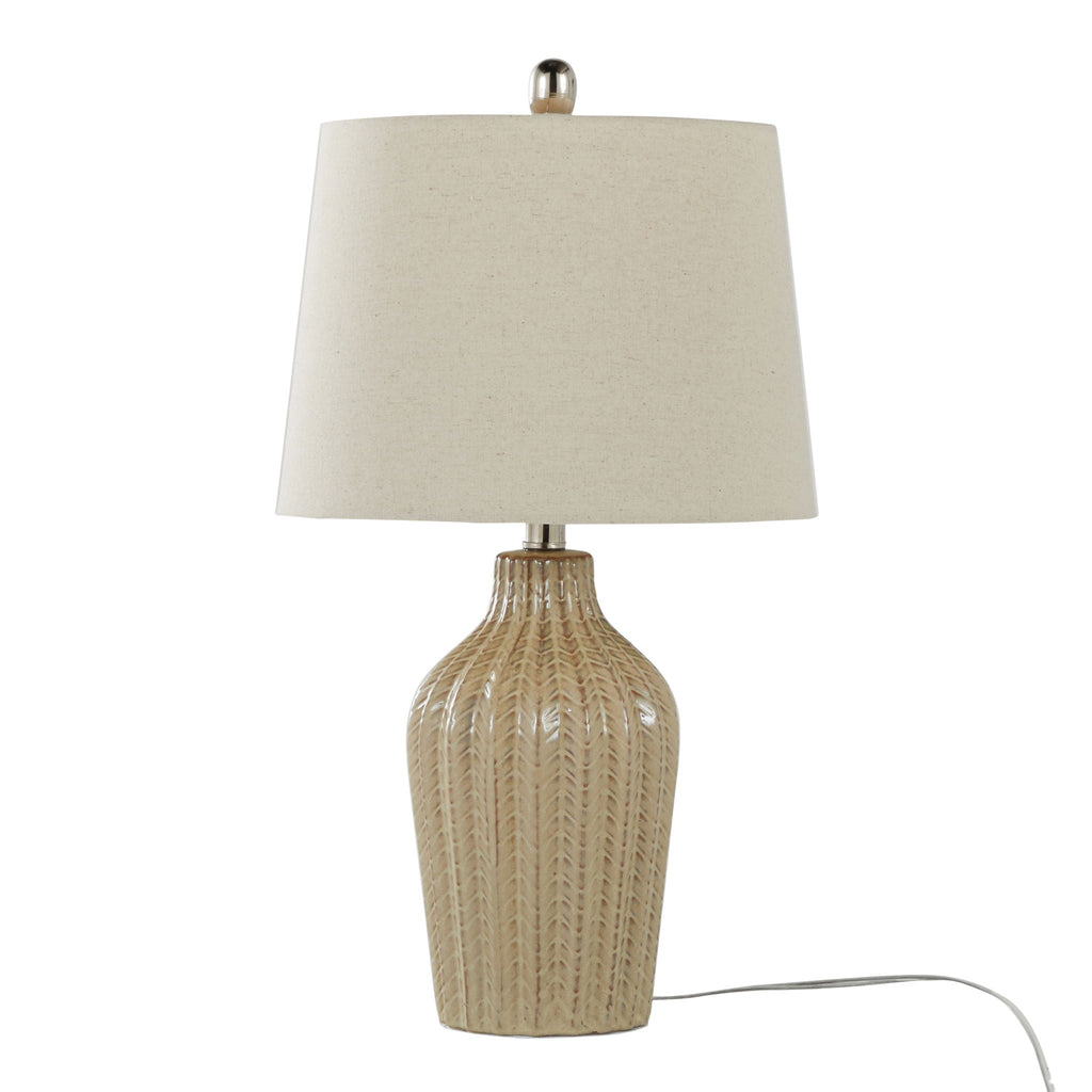 Rockwell Chevron Ceramic Table Lamp Set | Glossy Patterned Table Lamp Set of 2