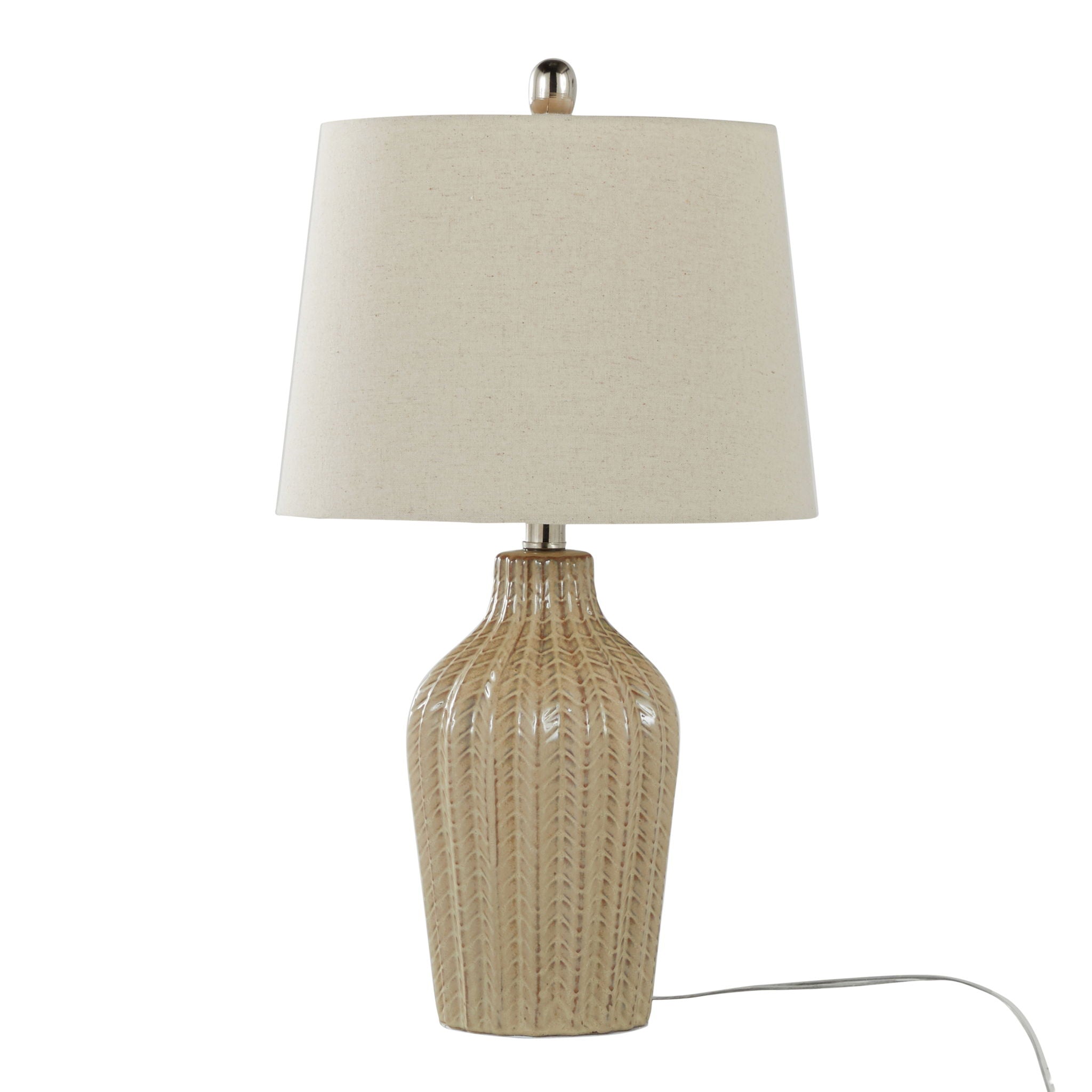 Rockwell Chevron Ceramic Table Lamp Set | Glossy Patterned Table Lamp Set of 2