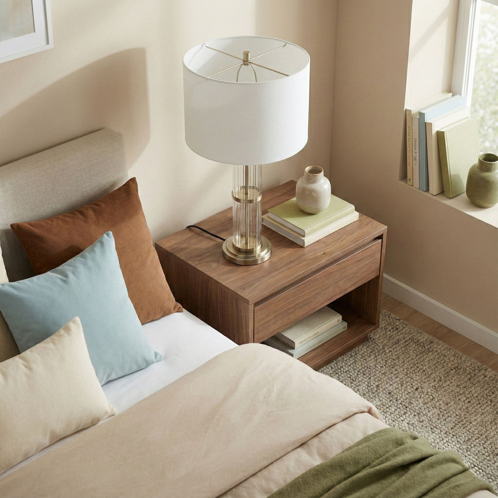 Echo Clear Glass Table Lamp | Clear Glass & Brushed Nickel Contemporary Table Lamp