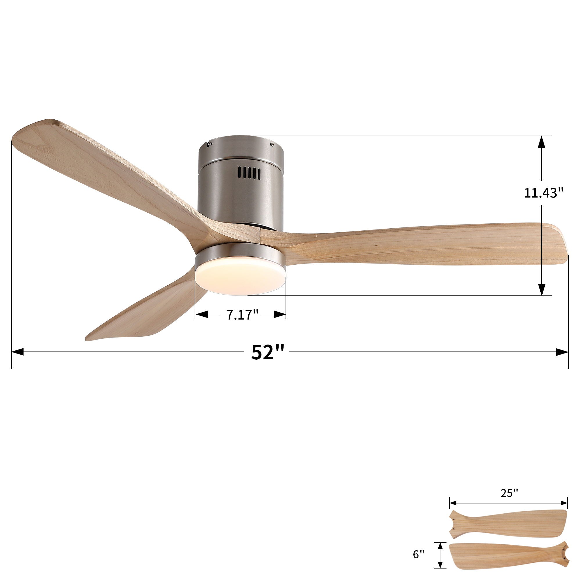 Low Profile LED Ceiling Fan | Flush Mount Ceiling Fan with Integrated Light