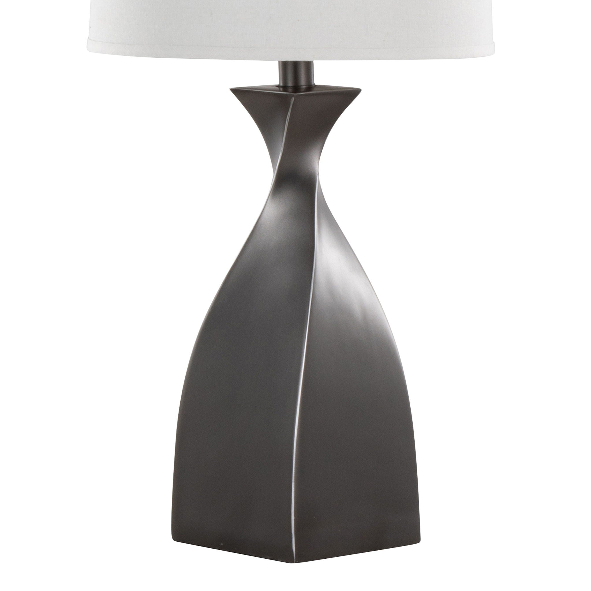Curvo Block Base Table Lamp Set | Contemporary Polyresin Table Lamp Set of 2