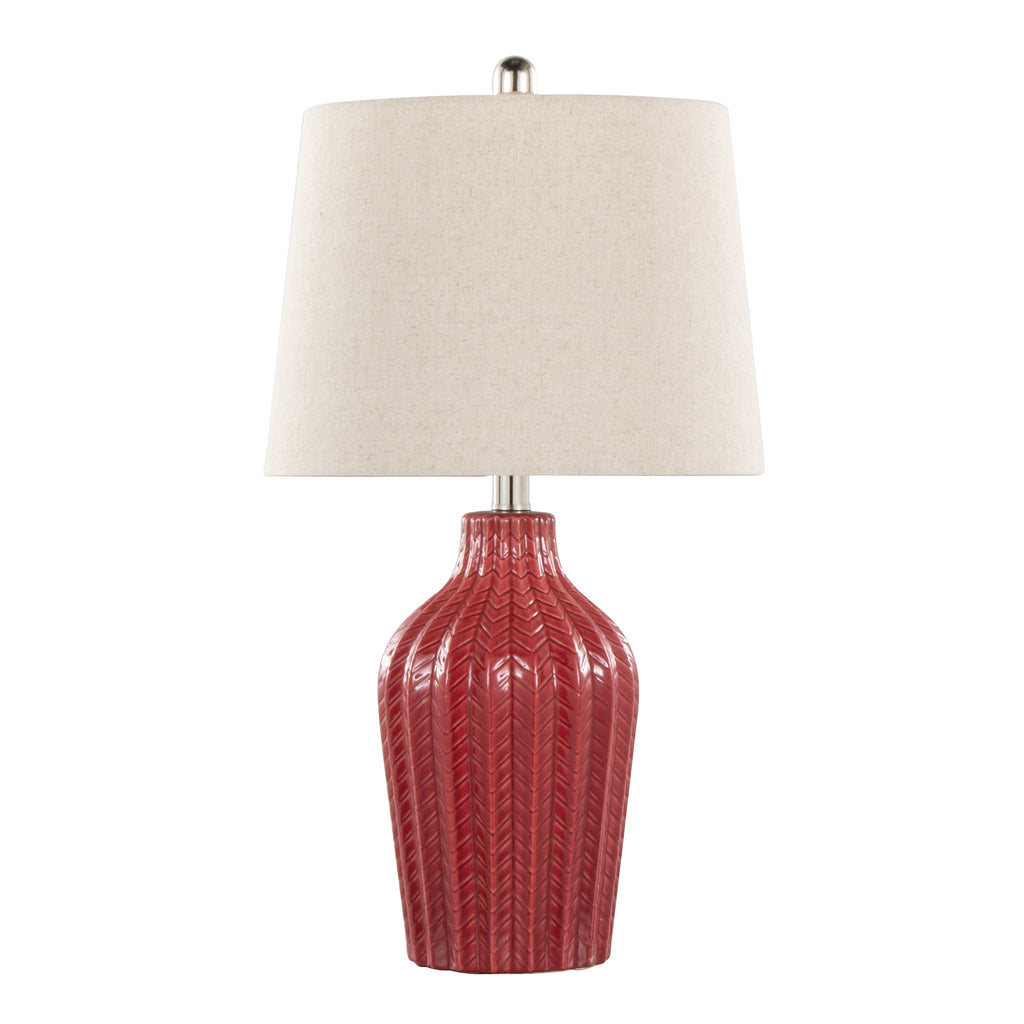 Rockwell Chevron Ceramic Table Lamp Set | Glossy Patterned Table Lamp Set of 2