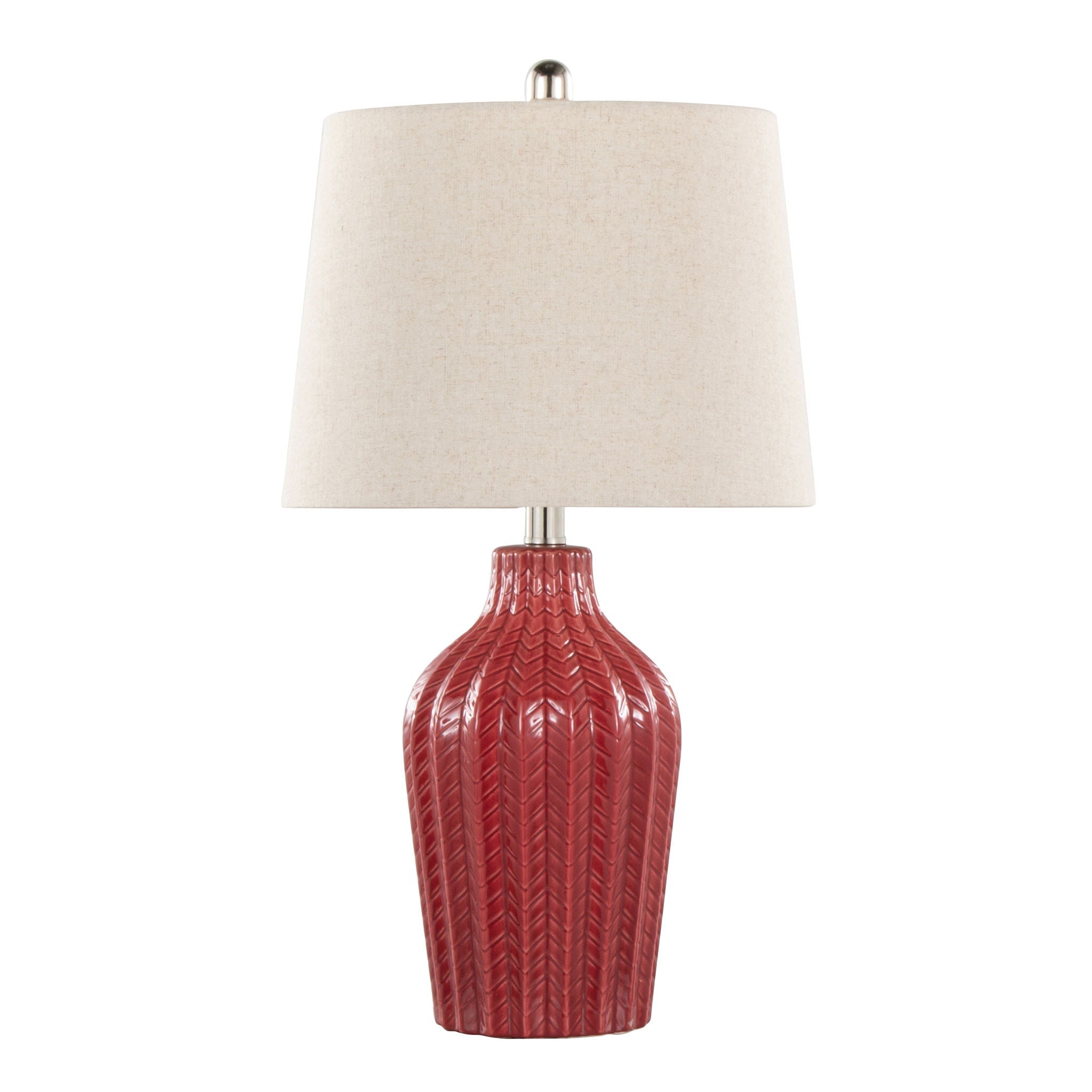 Rockwell Chevron Ceramic Table Lamp Set | Glossy Patterned Table Lamp Set of 2