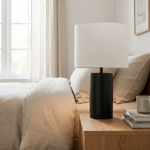 Aura Table Lamp | Sleek Black Block Base Contemporary Table Lamp