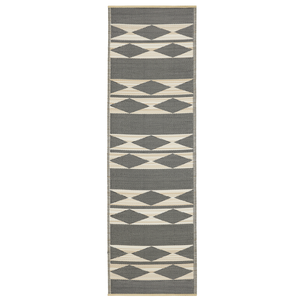 Cairo Natural & Black Outdoor Rug | Modern Geometric Design
