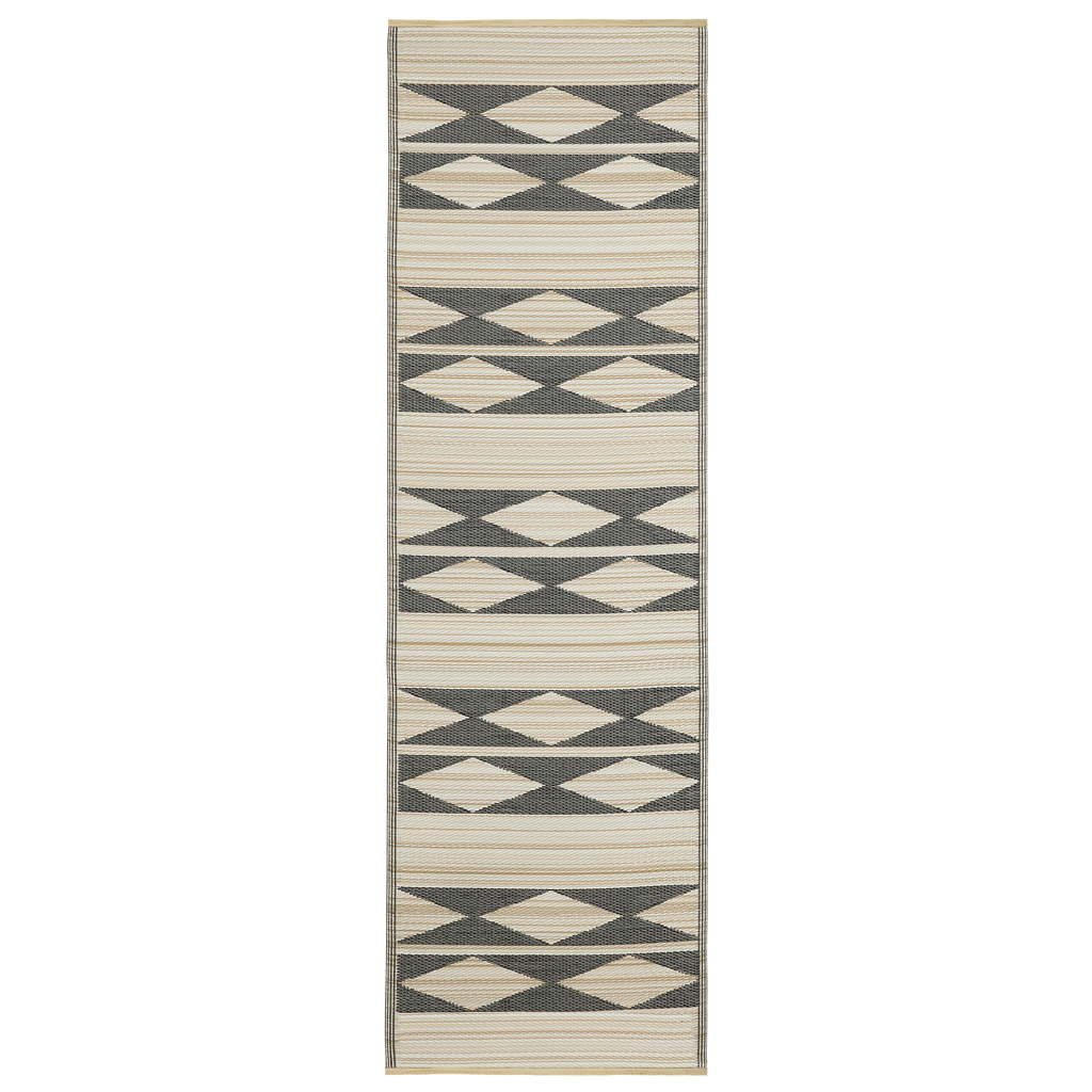Cairo Natural & Black Outdoor Rug | Modern Geometric Design