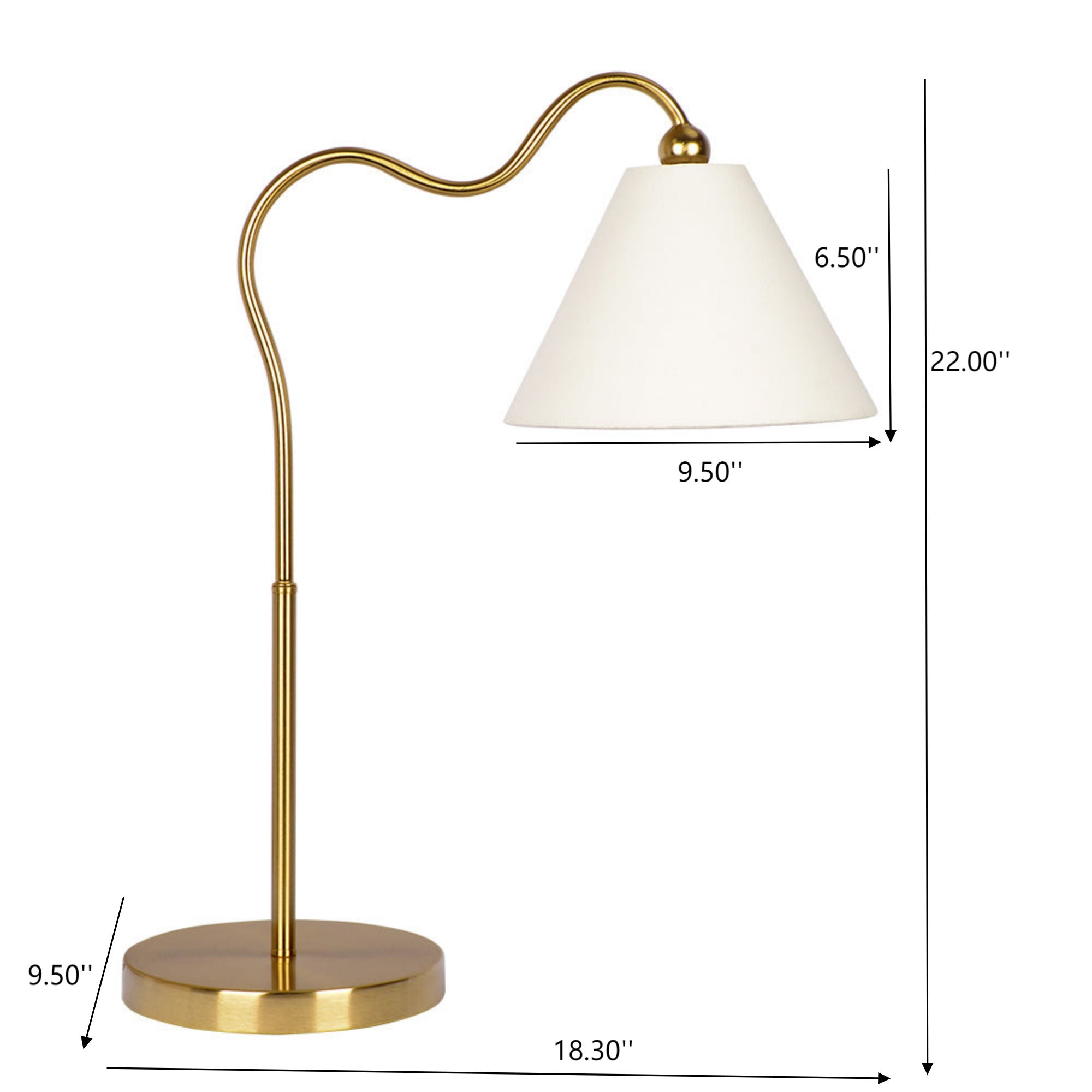 Ornate Ring Base Table Lamp | Brass Ring Base Curved Contemporary Table Lamp
