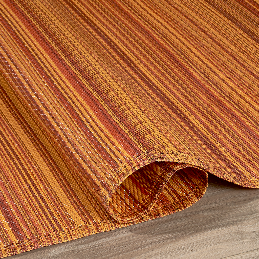 Cancun Terracotta Outdoor Rug | Bold Woven Stripe Design