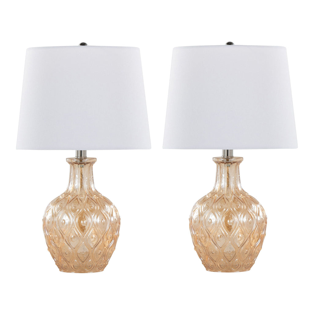 Gloria Glass Jug Table Lamp Set | Textured Glass Table Lamp Set of 2