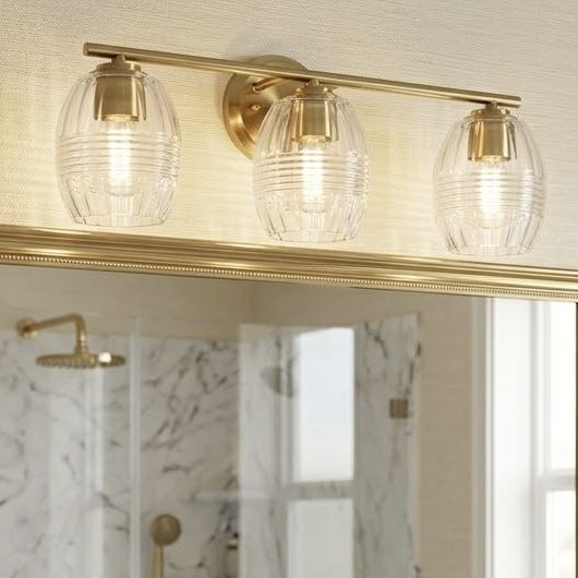 Luster 3-Light Vanity Wall Lamp | Satin Brass & Clear Glass Bathroom Vanity Light