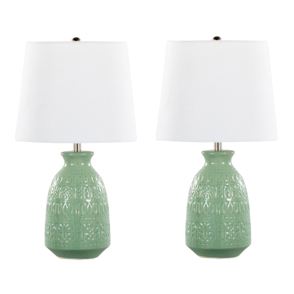 Claudia Vase Table Lamp Set | Textured Ceramic Table Lamp Set of 2