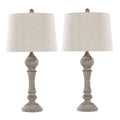 Winston Farmhouse Table Lamp Set | Spindle Body & Woven Shade Table Lamp Set of 2