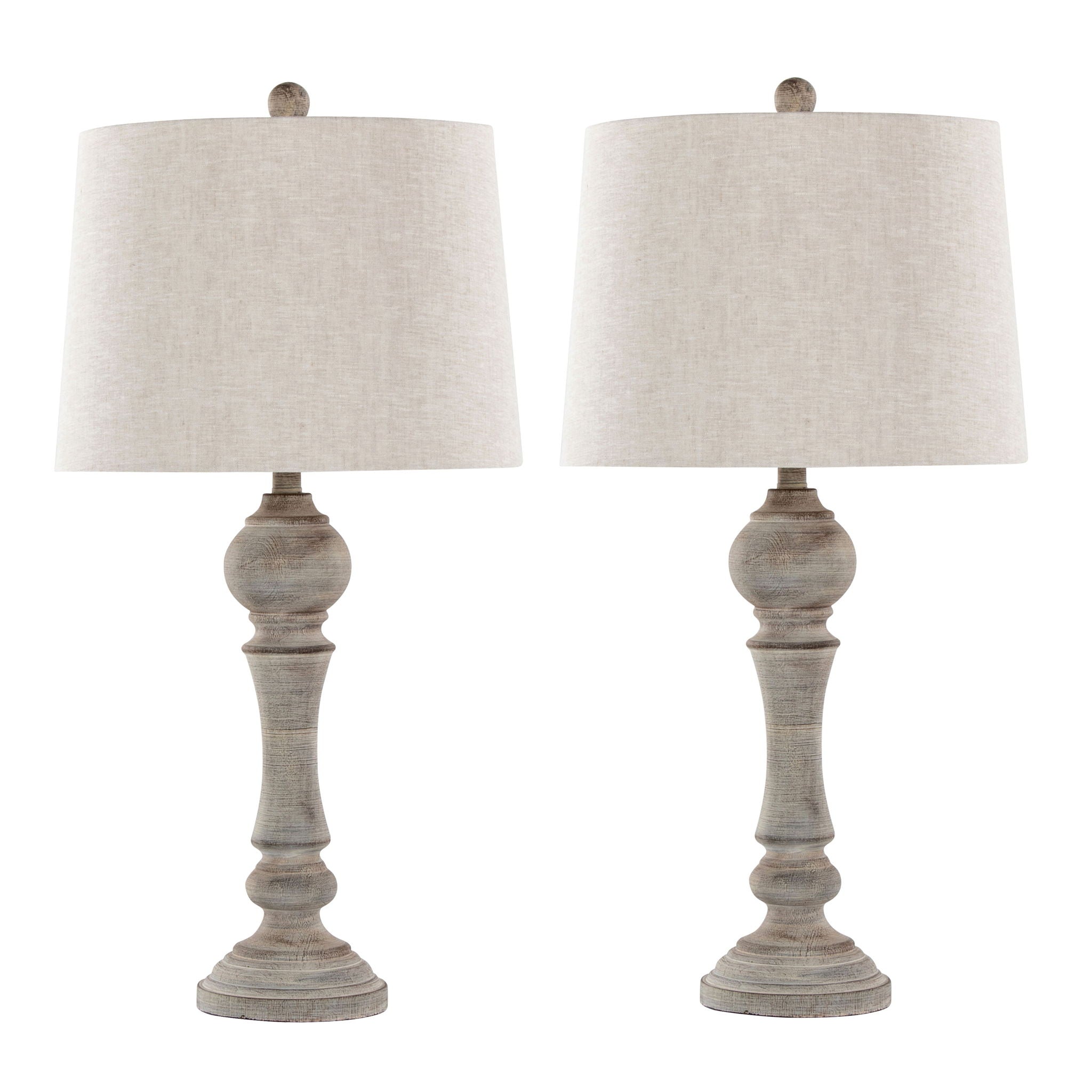 Winston Farmhouse Table Lamp Set | Spindle Body & Woven Shade Table Lamp Set of 2